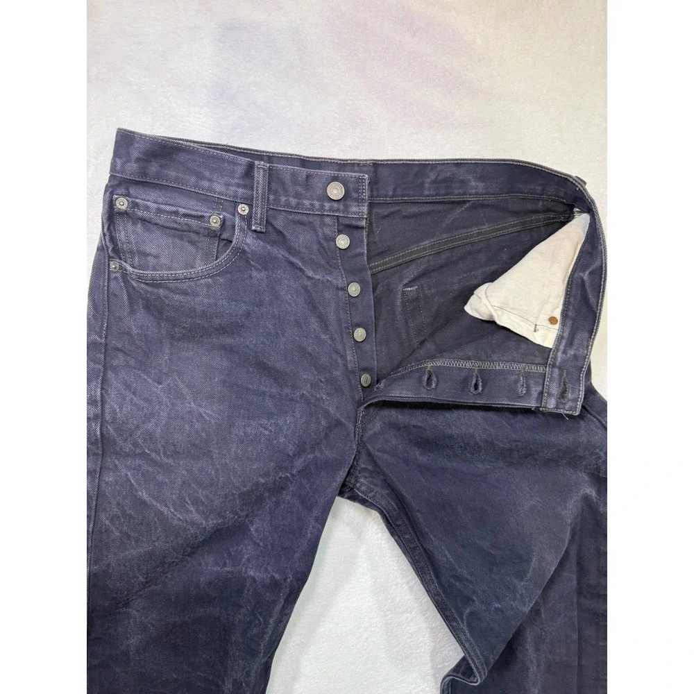 Levis 501 Jeans Mens 34x34 Dark Wash Straight Leg Button Fly Denim